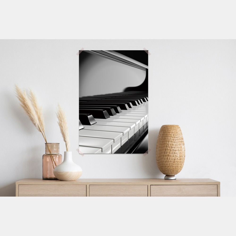Plakat eleganckie czarno-białe klawisze fortepianu – Wallissimo® Plakat eleganckie czarno-białe klawisze fortepianu – Wallissimo®