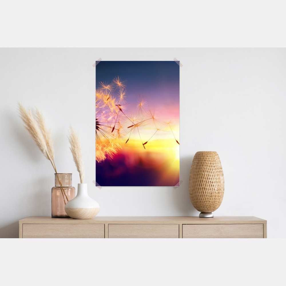Plakat złoty mniszek przy zachodzie słońca – Wallissimo® Plakat złoty mniszek przy zachodzie słońca – Wallissimo®