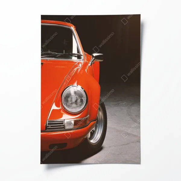 Plakat czerwony zabytkowy samochód sportowy zbliżenie