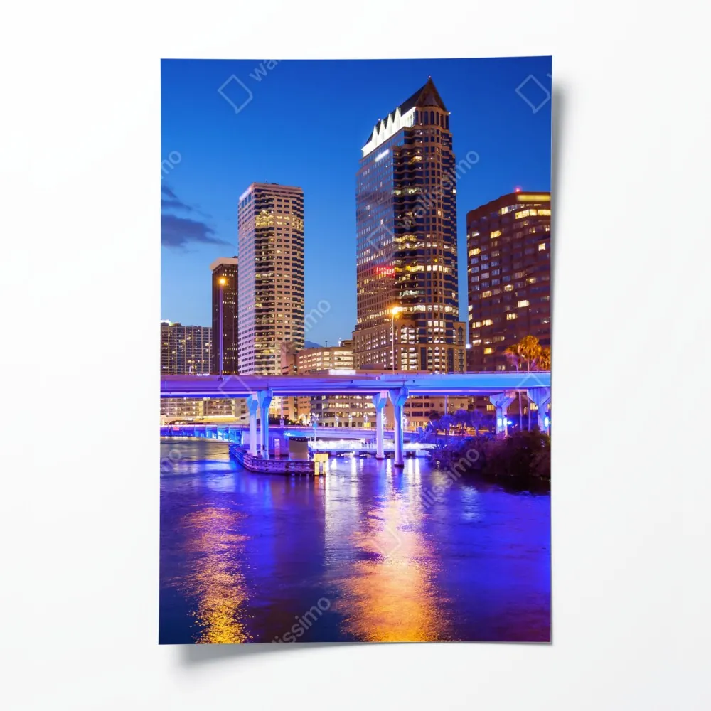 Plakat panorama Tampa nocą – Wallissimo® Plakat panorama Tampa nocą – Wallissimo®
