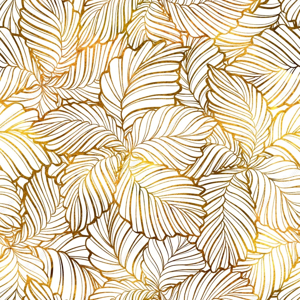 Plakat złote liście w stylu line art – Wallissimo® Plakat złote liście w stylu line art – Wallissimo®